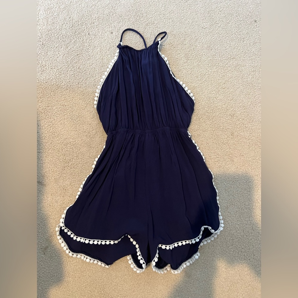 Navy and white romper